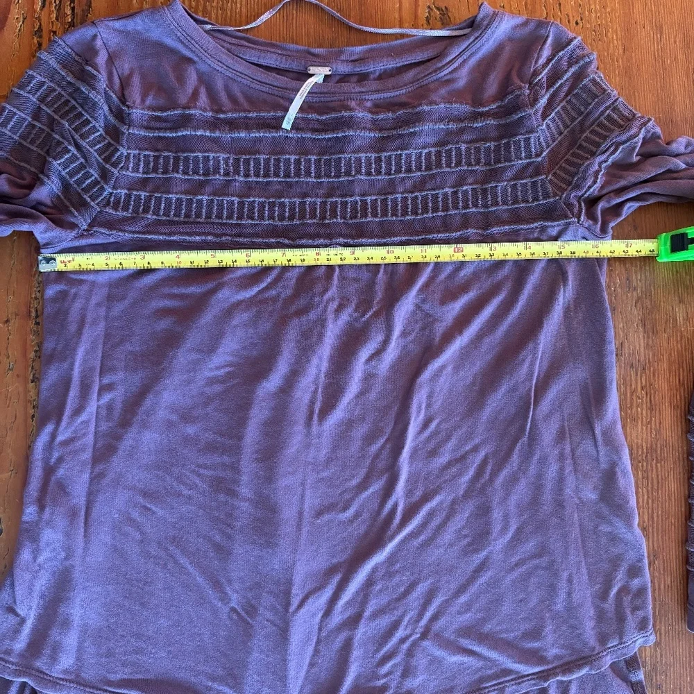 Free People Roxie Purple Long Sleeve Sheer Detailed Blouse Size XS